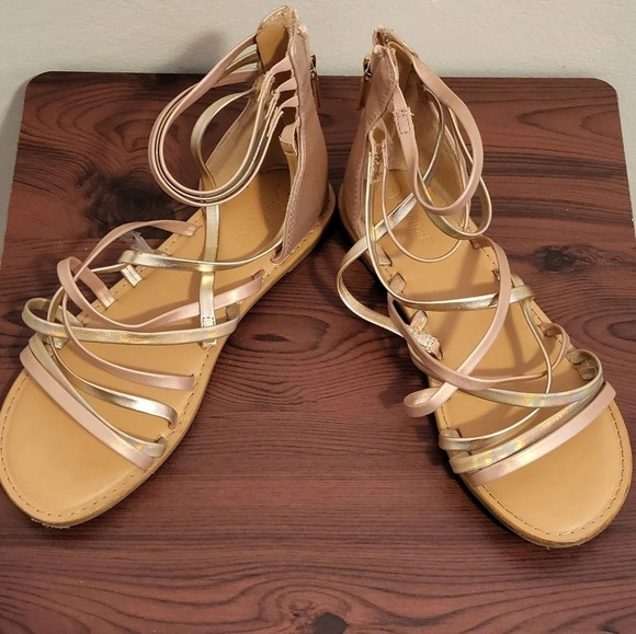 Girls' Zipper Metallic Ankle Strap Sandals (Size 4) - Picture 1 of 10